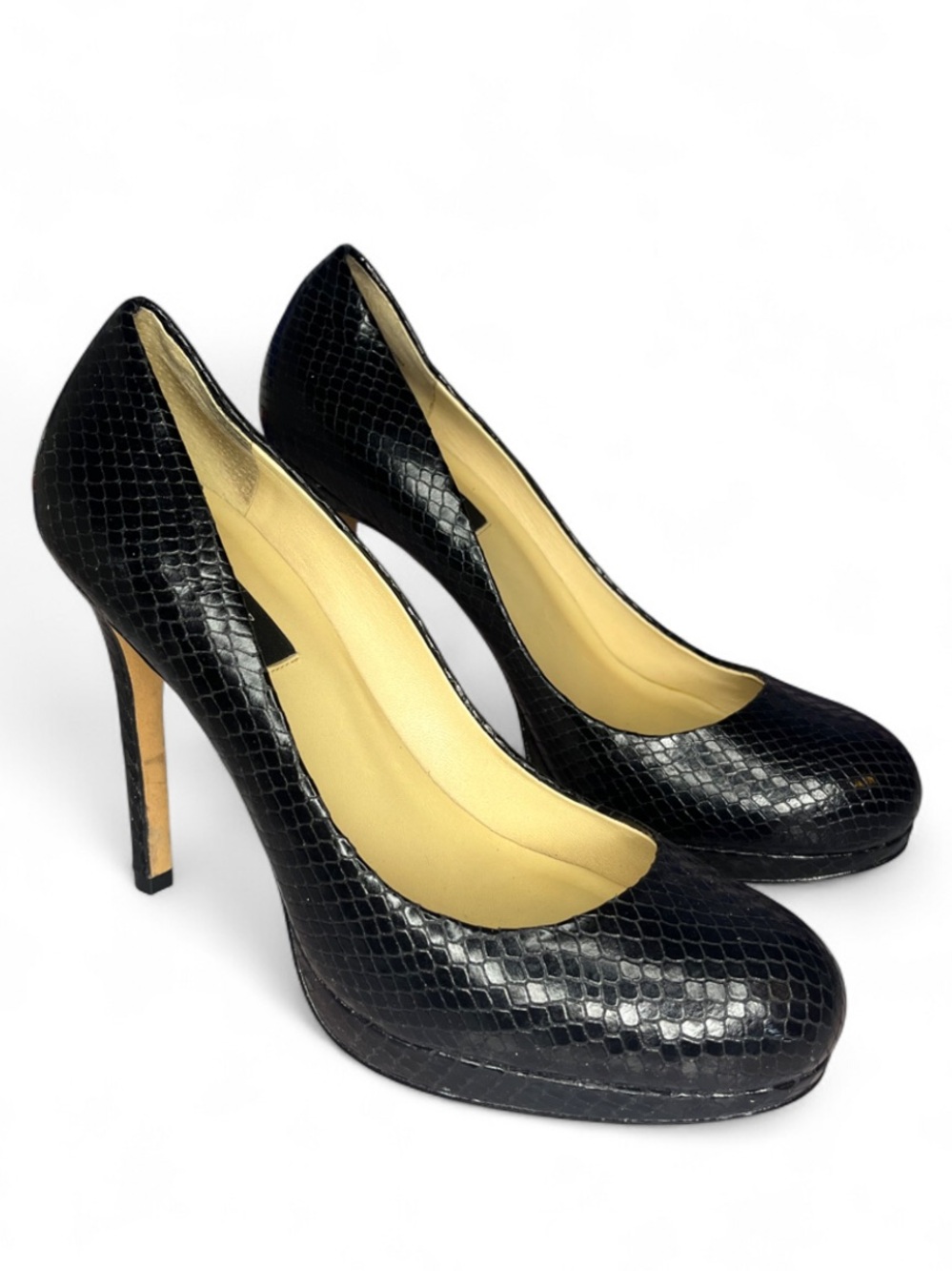 Women’s Anne Taylor Black Snakeskin Stiletto Pumps Size 7 - Heels
